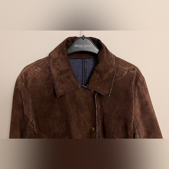 Reversible Suede and Denim Trench Coat - Picture 6 of 8
